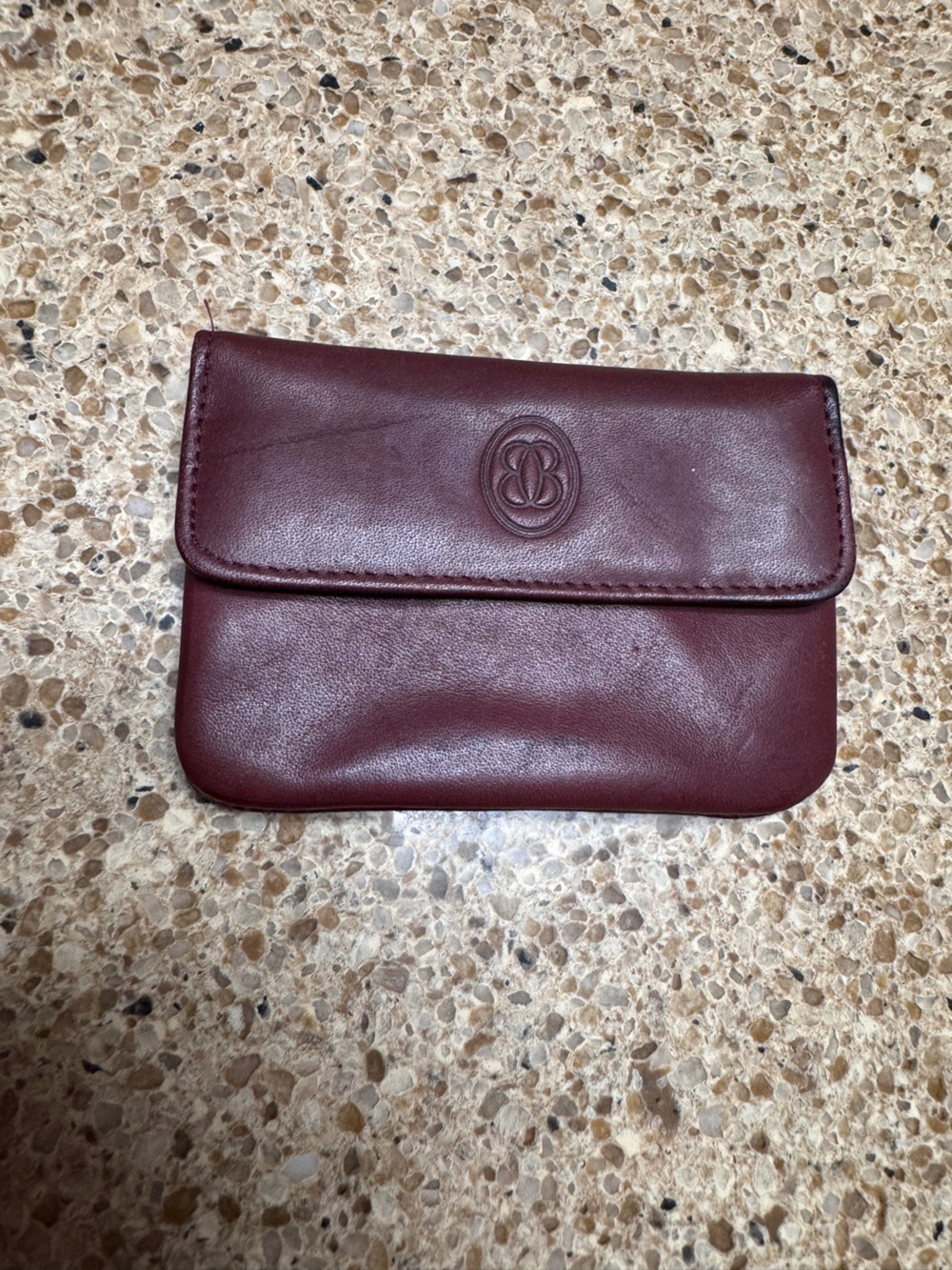 Buxton Leather Card/Coin Pouch - Burgundy